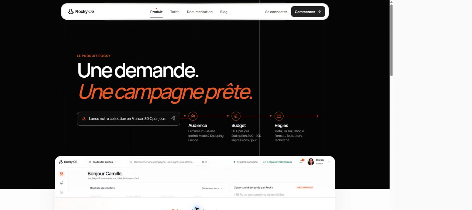 Page Produit : une demande transformée en campagne prête à valider