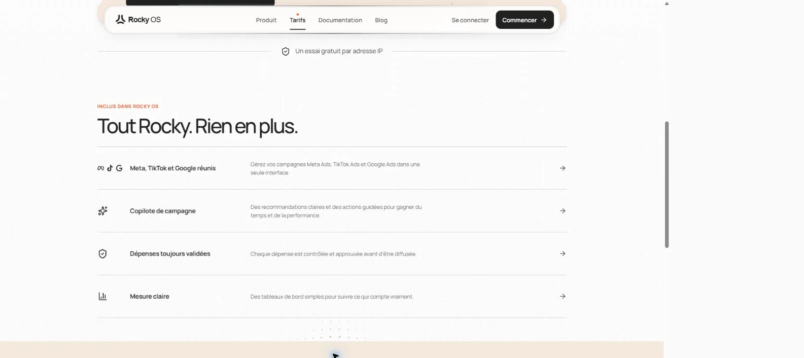 Détail des formules et de l’accompagnement Rocky OS