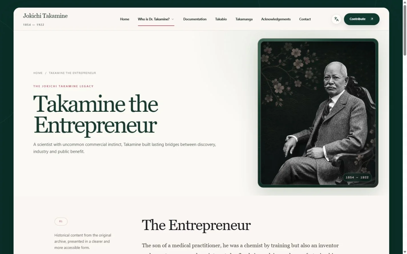 Takamine entrepreneur : découverte, industrie et intérêt public