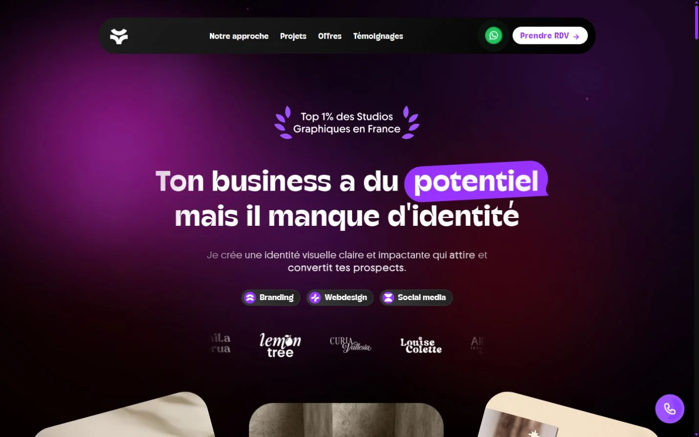 Accueil : promesse de création d’une identité visuelle claire et impactante