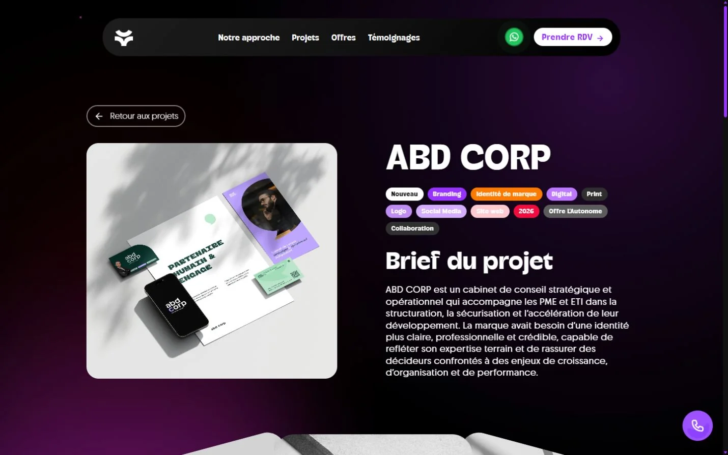 Étude de cas ABD Corp : identité de marque, supports et brief du projet