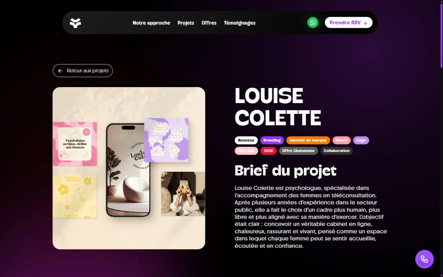 Étude de cas Louise Colette : univers visuel et cabinet de psychologie en ligne