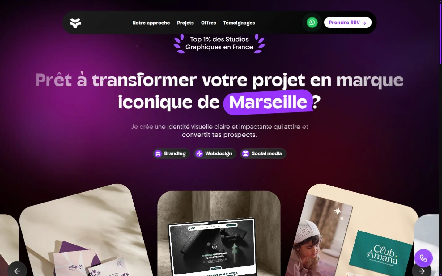 Page contact : présentation du studio et prise de contact pour un projet graphique