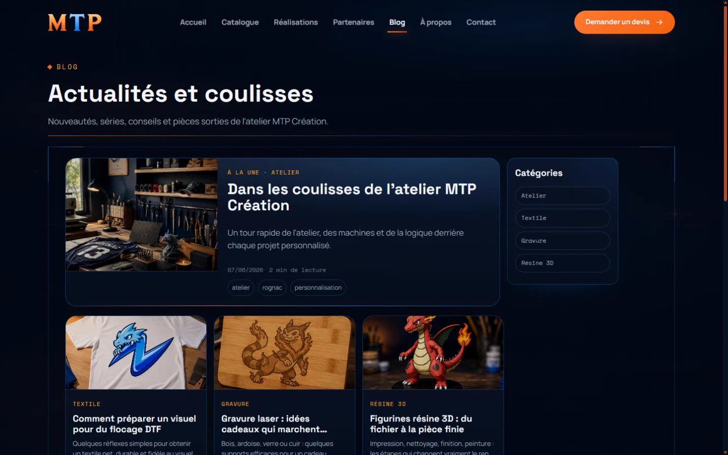 Blog : actualités de l’atelier et articles par technique de fabrication