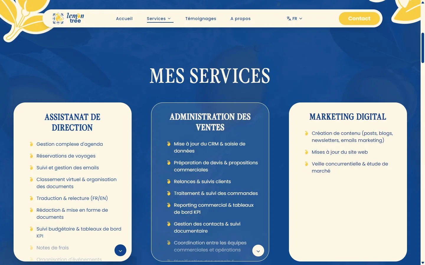 Services : assistance de direction, administration des ventes et marketing digital