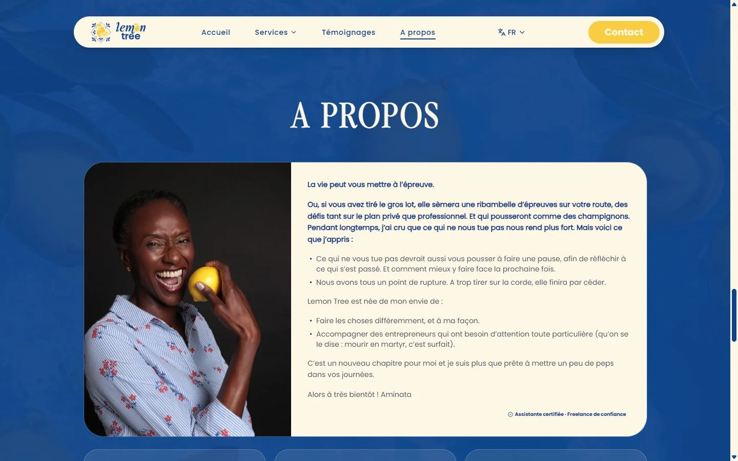 À propos : parcours d’Aminata et origine de Lemon Tree