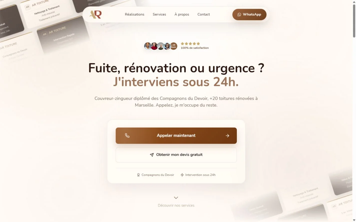 Accueil : intervention sous 24 heures pour fuite, rénovation ou urgence