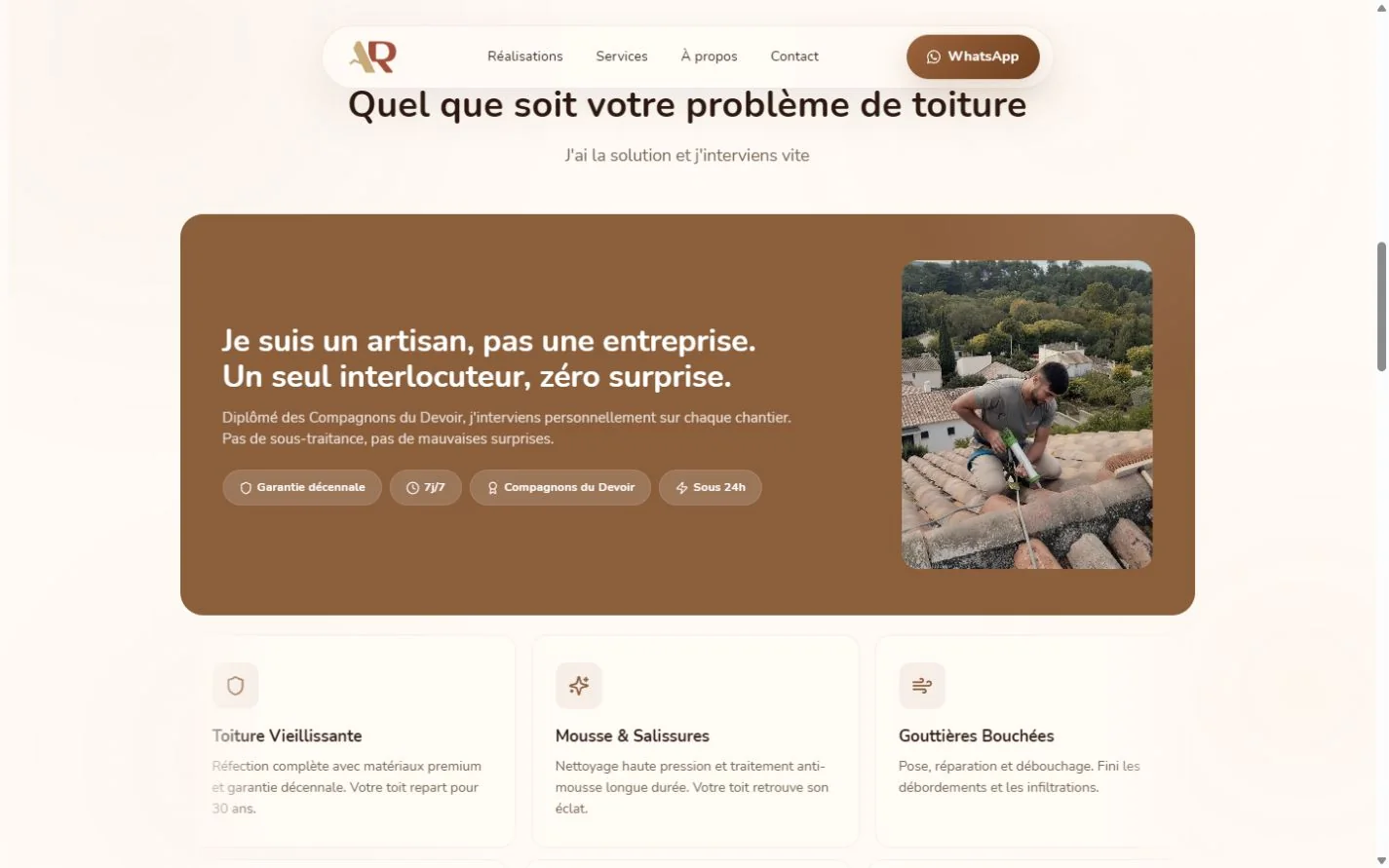 Services de toiture et présentation de l’artisan intervenant sur chaque chantier