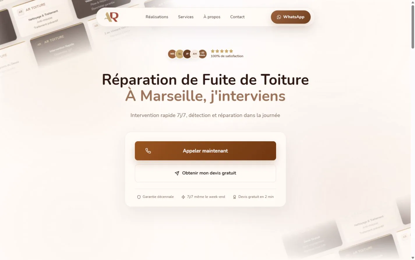 Page service : réparation de fuite de toiture à Marseille