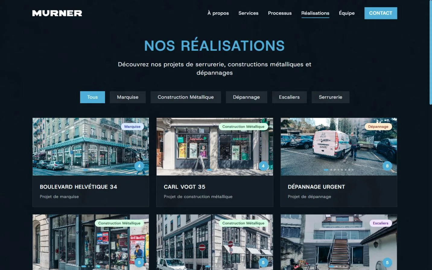 Réalisations filtrables : marquises, constructions métalliques, dépannage et escaliers
