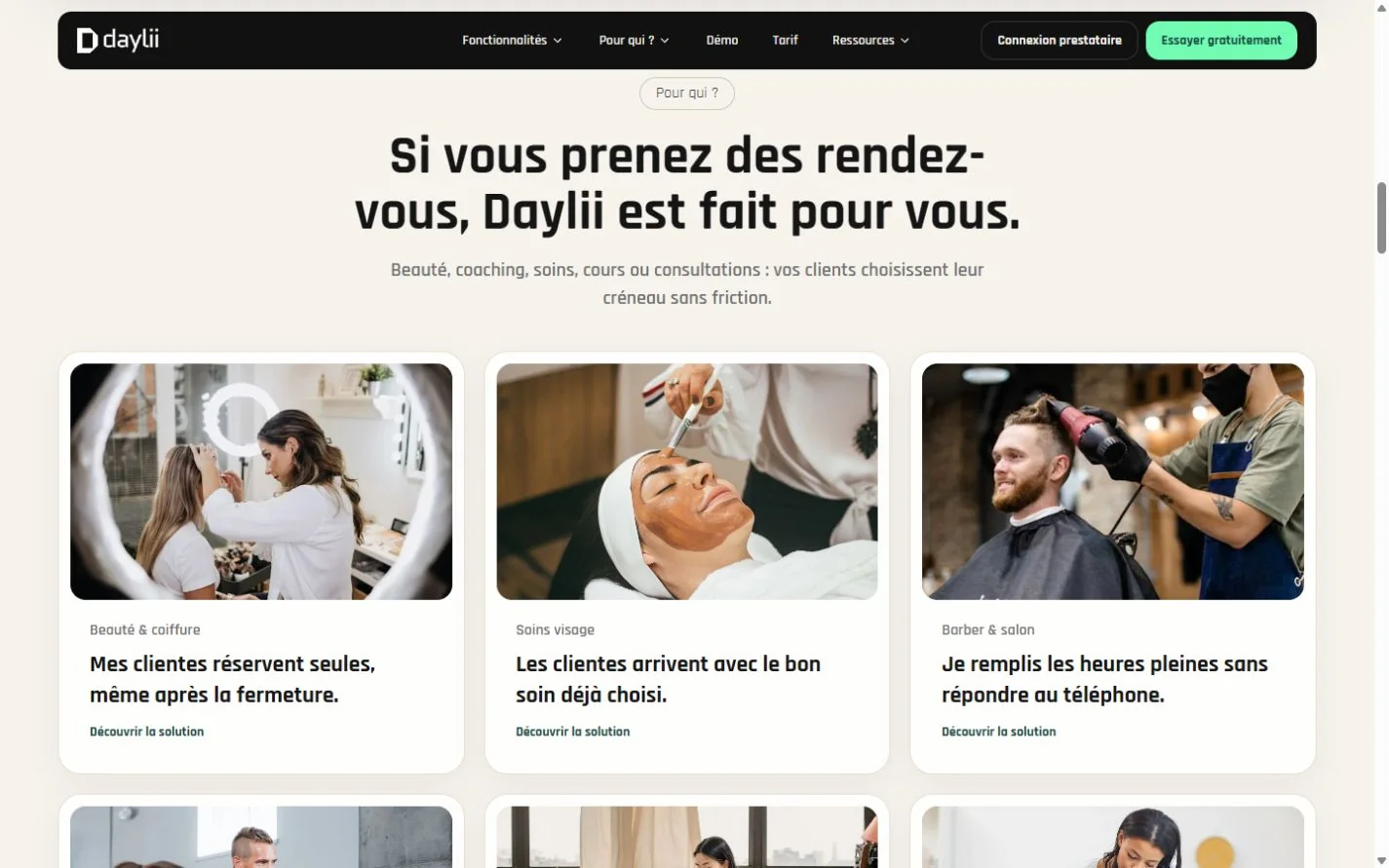 Secteurs accompagnés : beauté, soins du visage et coiffure