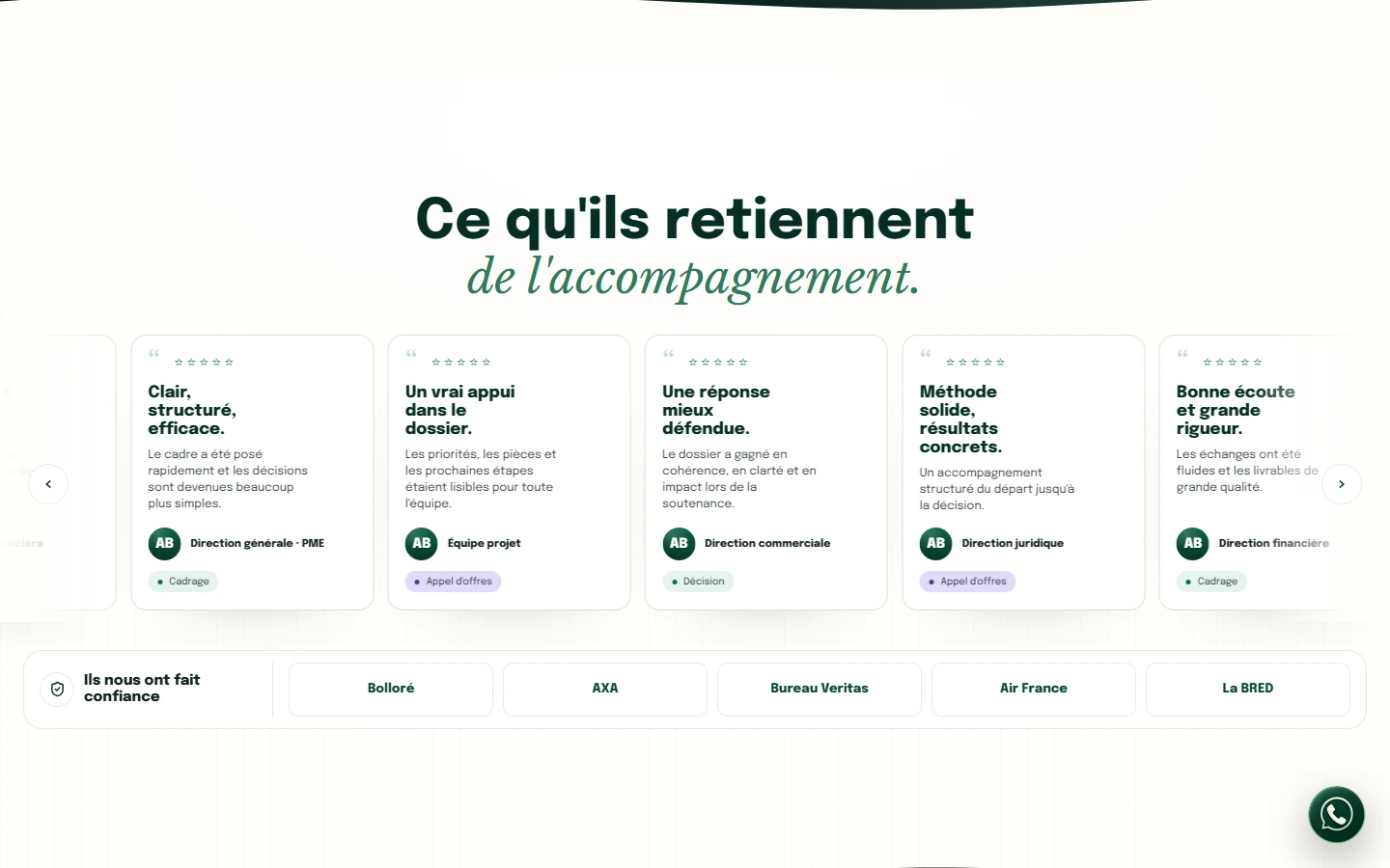 Retours d’accompagnement et références clients